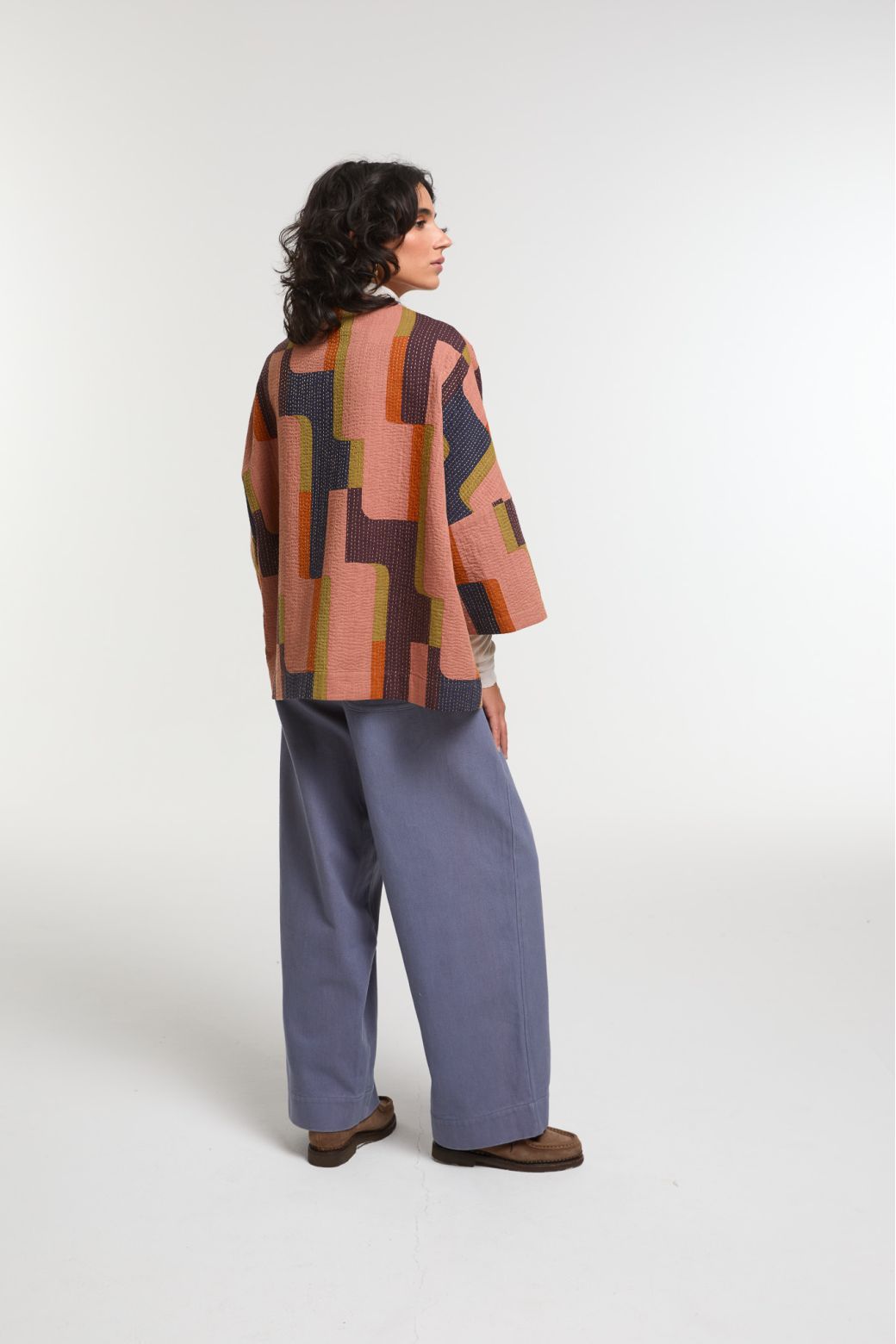 Ma Poésie veste kimono velours Ada brodée