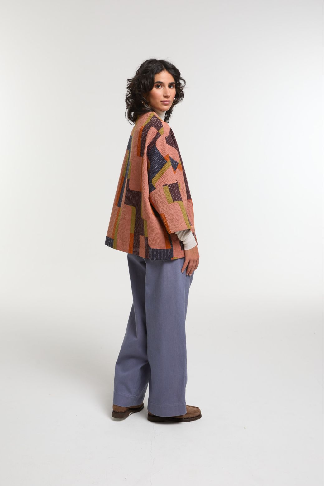 Ma Poésie veste kimono velours Ada brodée