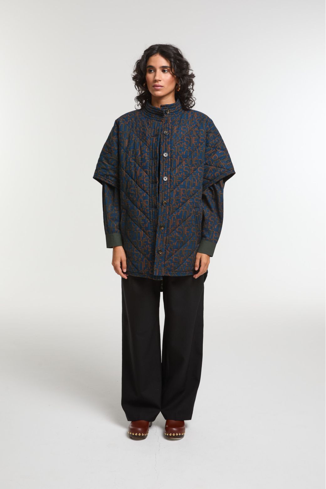 Ma Poésie veste Erin navy oversize sans manche