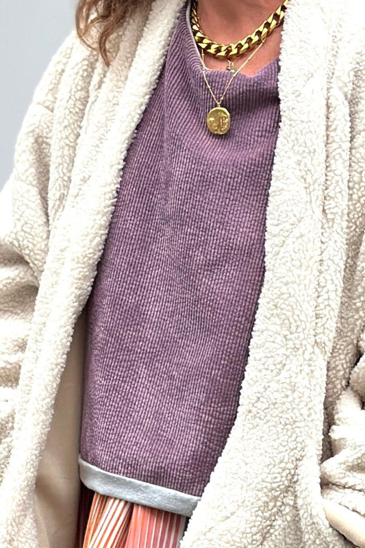 Matières à réflexion top sweat Pilou velours purple