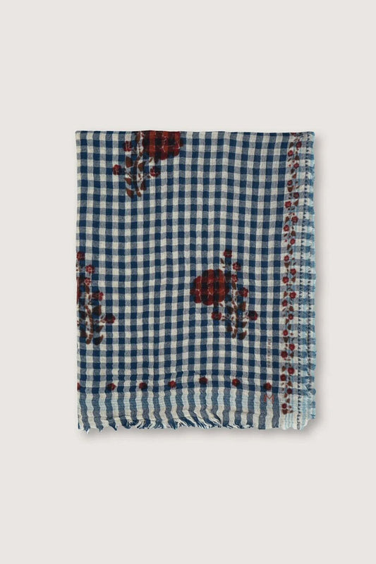 Z | Moismont foulard en laine fine Flowers navy blue n693