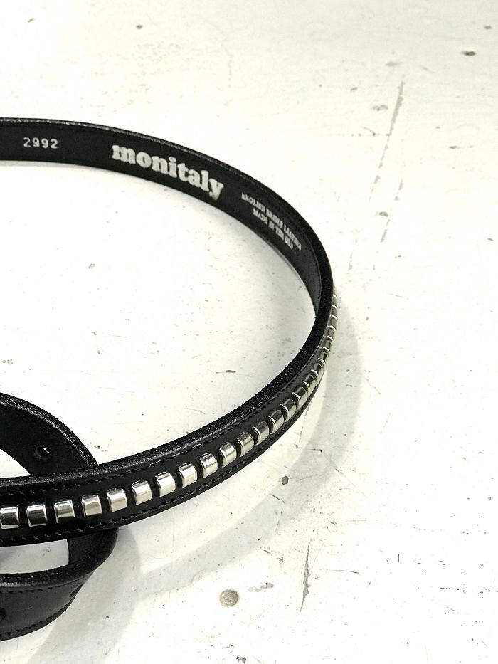 Monitaly black riveted belt