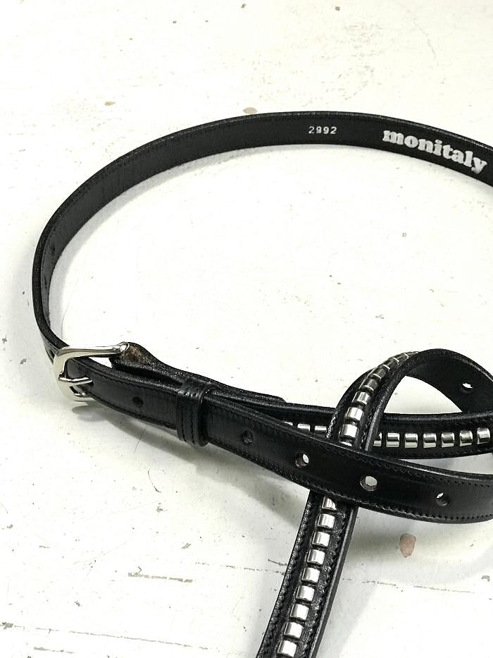 Monitaly black riveted belt