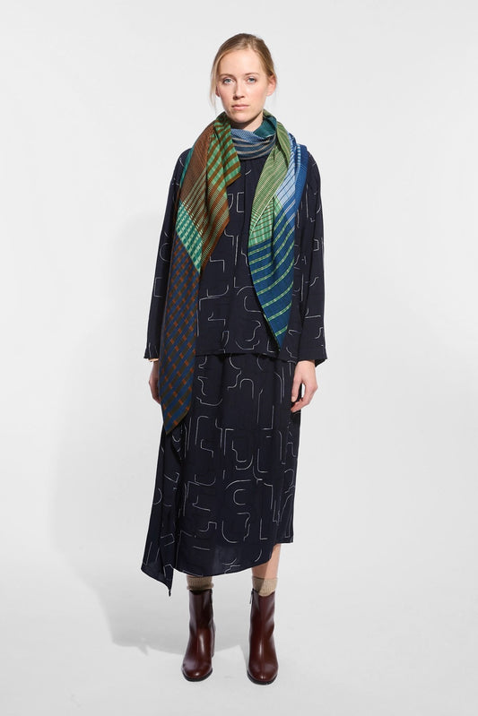 Ma Poésie foulard en laine graphique Vibrant amazone