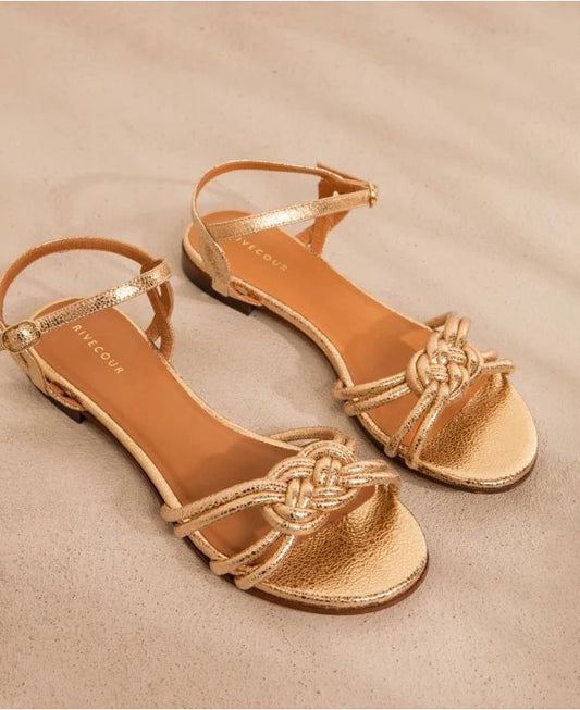 Rivecour flats sandals 112 gold leather