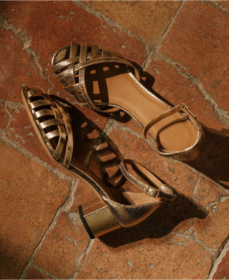 Rivecour 451 gold leather sandals