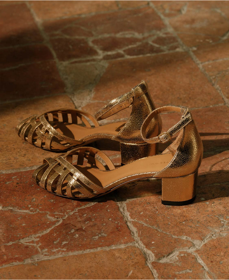 Rivecour 451 gold leather sandals