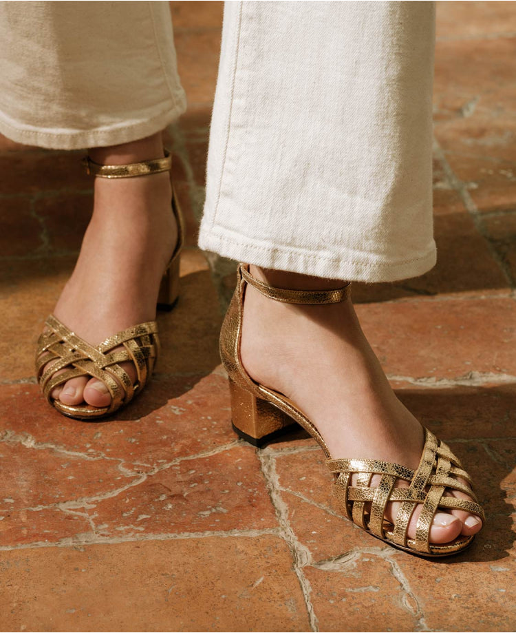 Rivecour 451 gold leather sandals