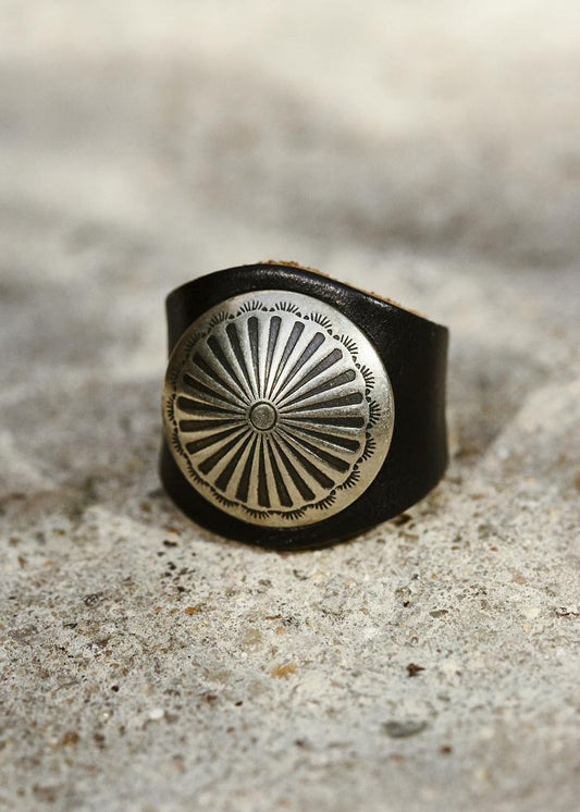 XP | Yuketen bague Navajo argent cuir noir