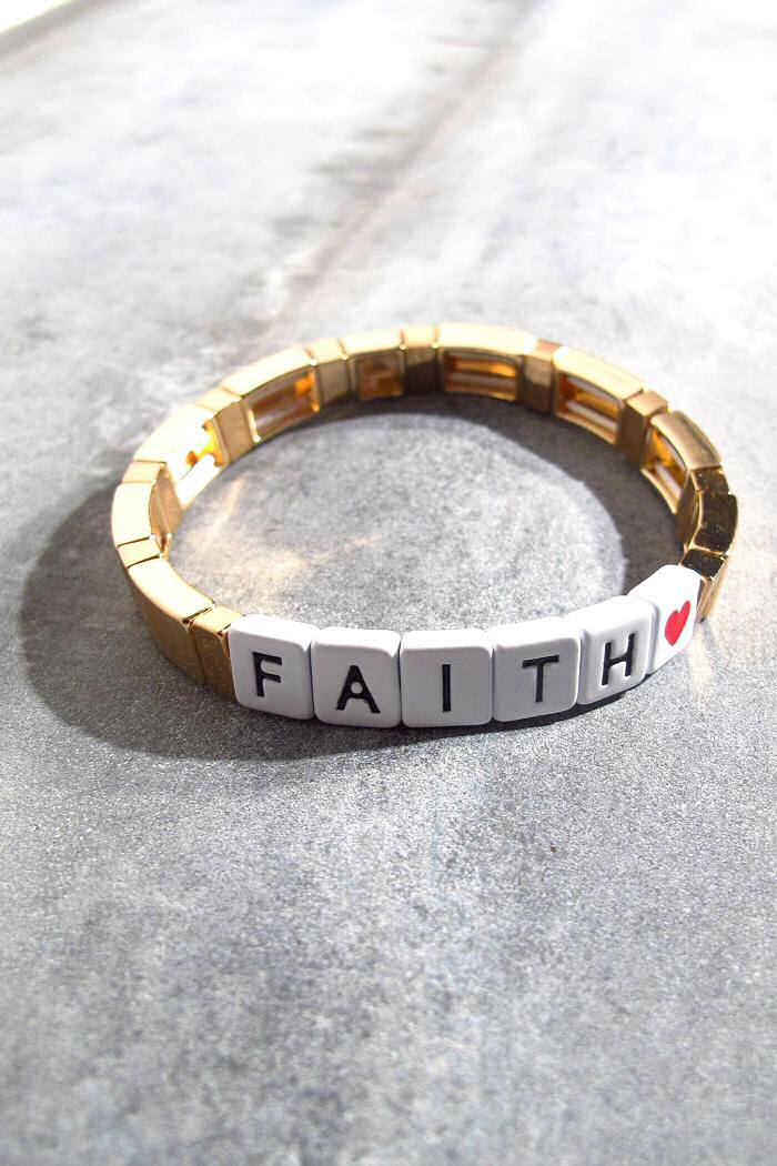 bracelet Ava FAITH blanc gold