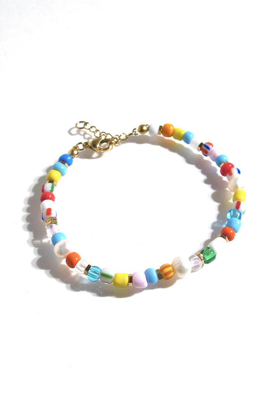 Bali Temples bracelet Bold rainbow beads