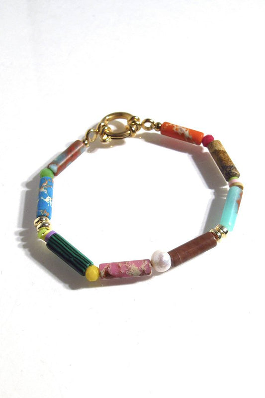 Bali Temples bracelet Long rainbow beads