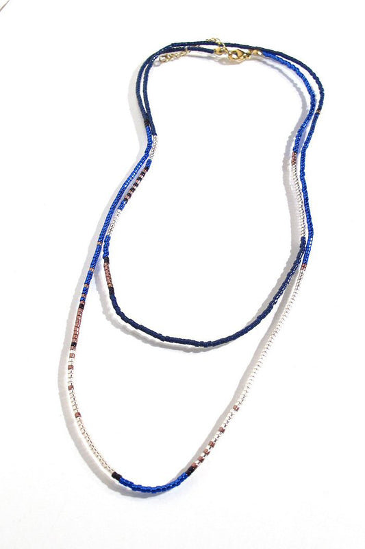 Collier Miyuki perles beads glitter bleu