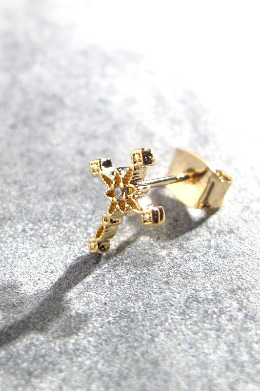 stud Croix Goth clear gold laiton plaque or strass