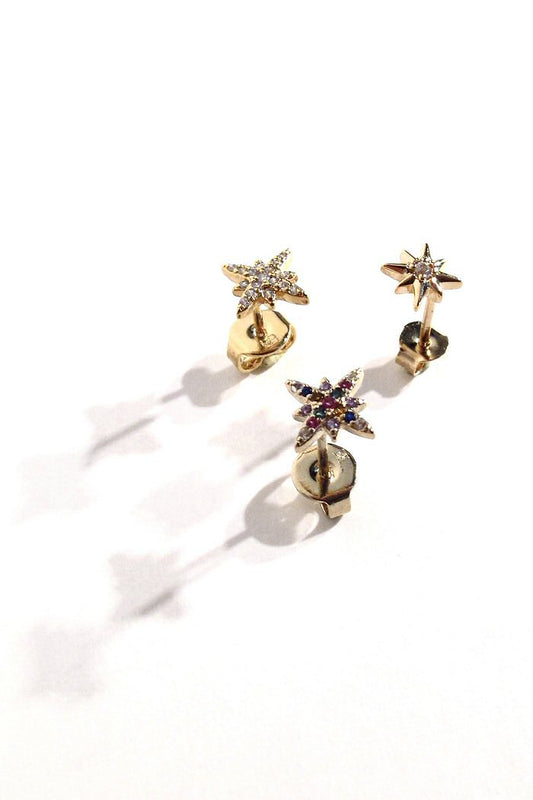 Bali Temples stud Etoile gold strass