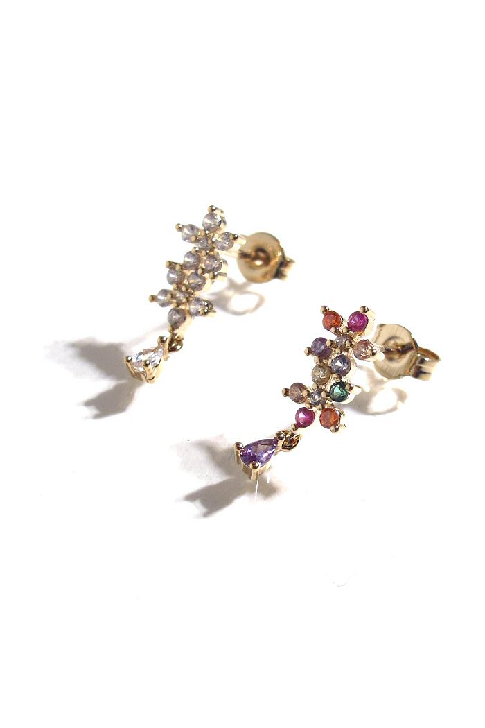Bali Temples stud Flower gold strass
