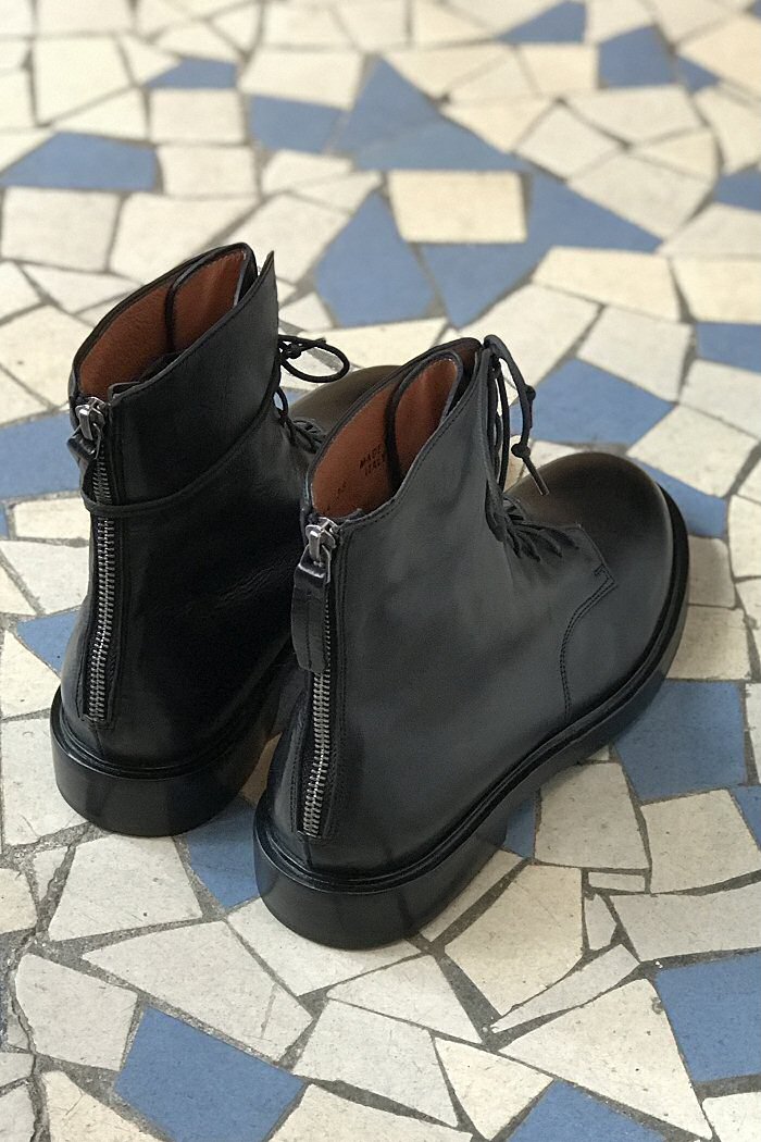 Elia Maurizi boots rangers montantes lacets cuir noir