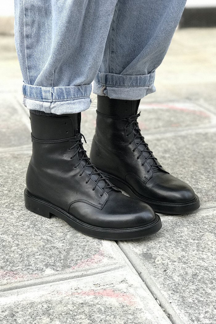 Elia Maurizi high black leather rangers boots