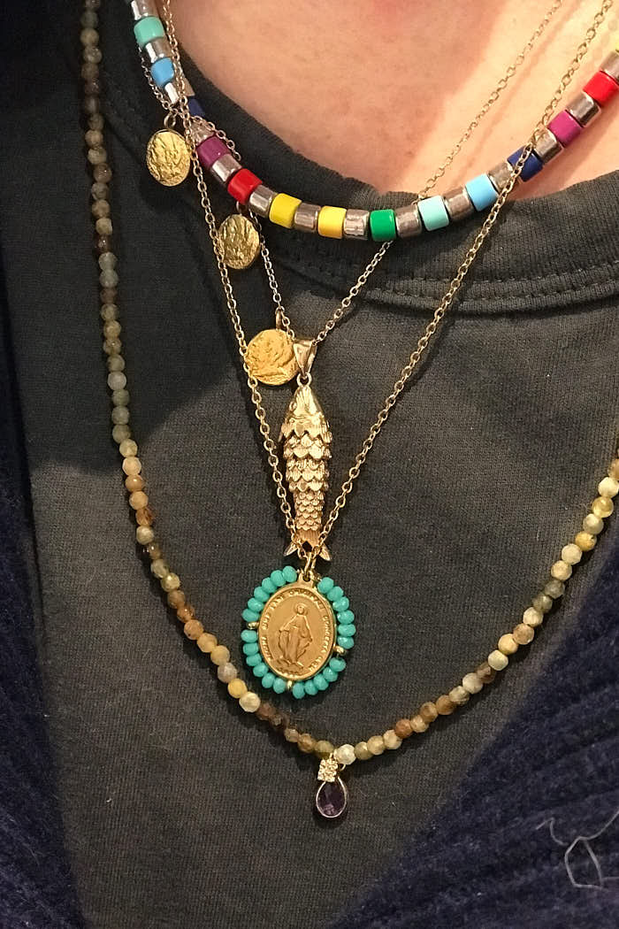 Palas collier médaille Santa Maria madone beads perles