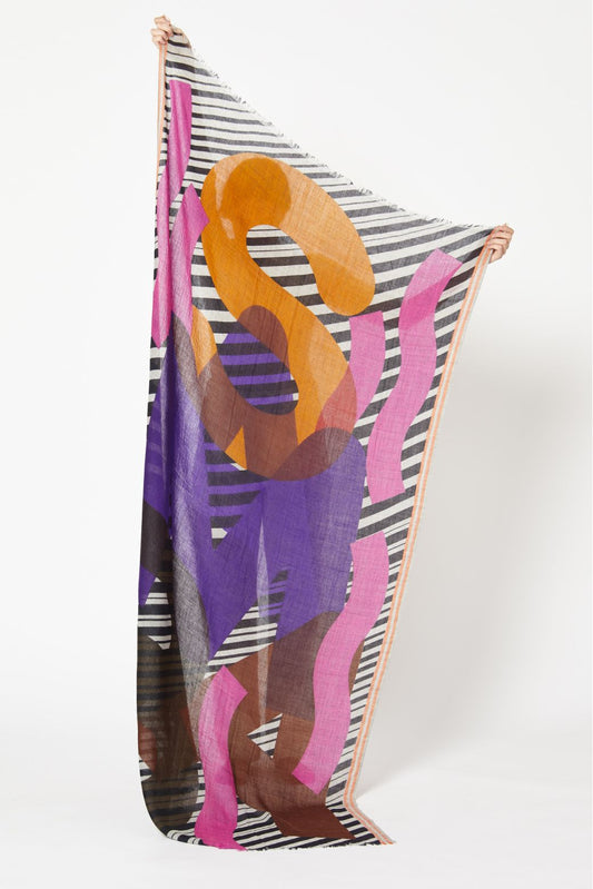 XP | Ma Poésie foulard en laine graphique violet Samba