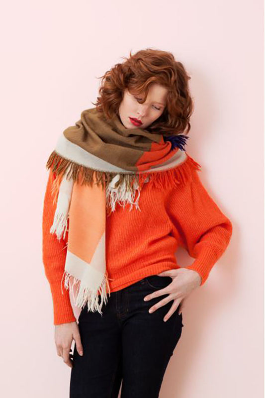 XPWinter | Ma Poésie foulard en laine et franges Susie orange