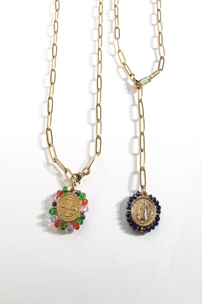 Palas collier médaille Gloria beads perles