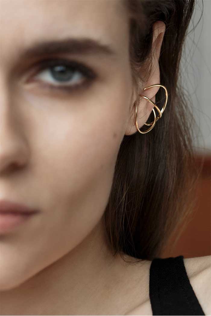 Sansoeurs Big Double Bangle earring 18k gold earcuff