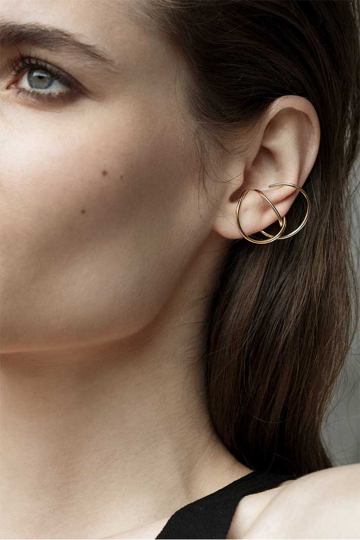 Sansoeurs Big Double Bangle earring 18k gold earcuff